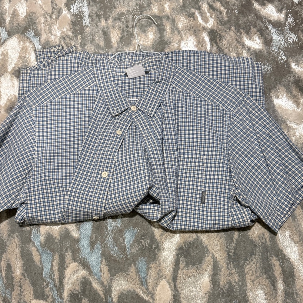 Columbia Blue and White Plaid Shirt